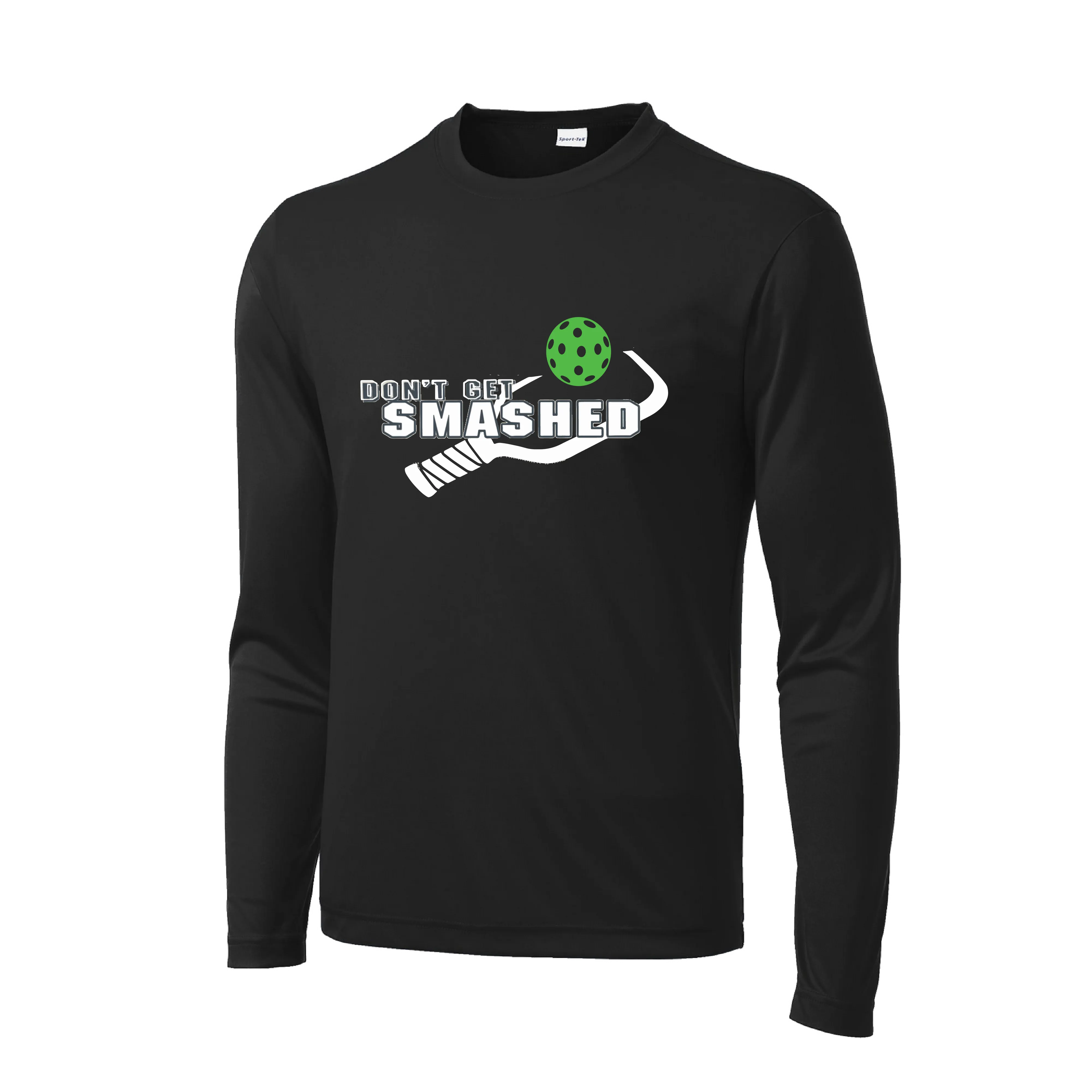 Don't Get Smashed With Pickleballs (Rainbow Green Red) Customizable | Men's Long Sleeve Athletic Shirt | 100% Polyester