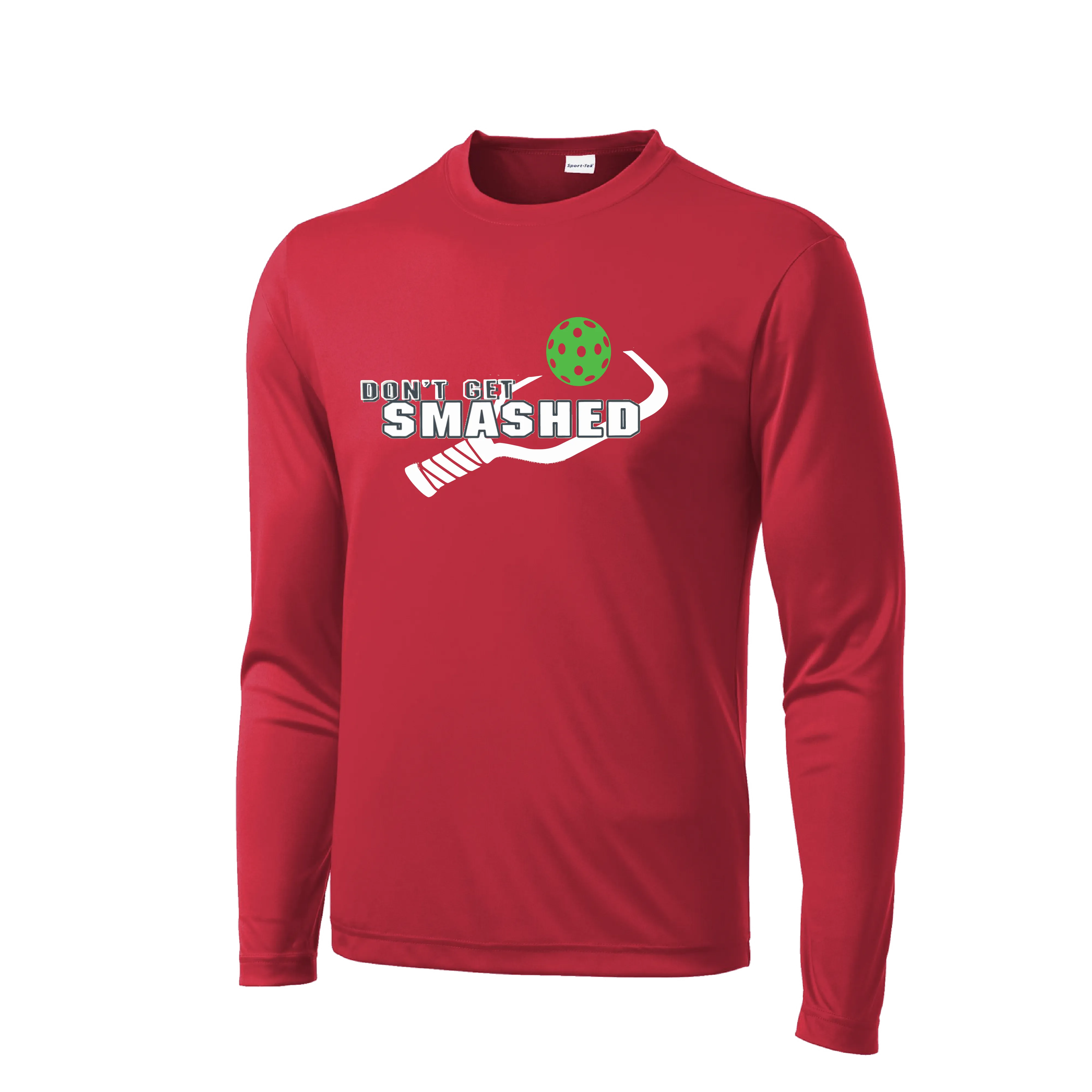 Don't Get Smashed With Pickleballs (Rainbow Green Red) Customizable | Men's Long Sleeve Athletic Shirt | 100% Polyester