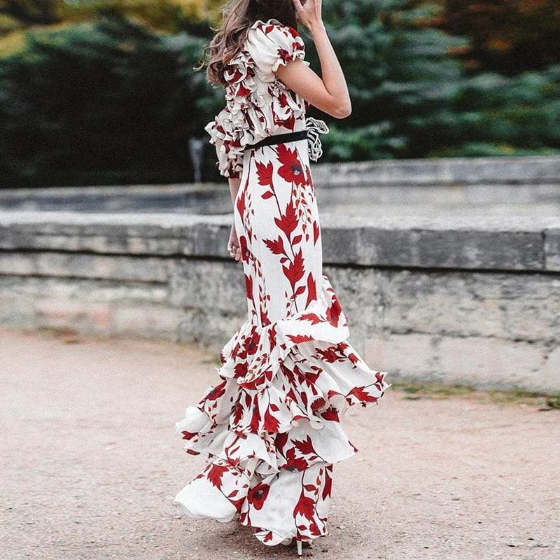 Eléa Floral Cascading Ruffles Dress