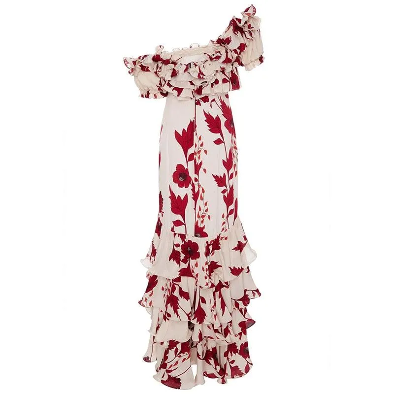 Eléa Floral Cascading Ruffles Dress