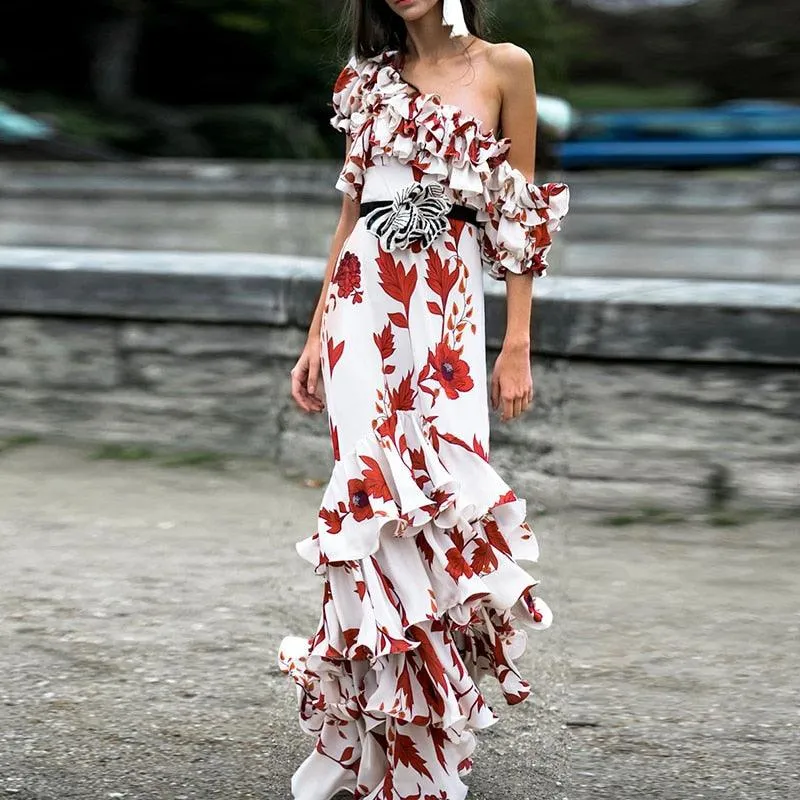 Eléa Floral Cascading Ruffles Dress