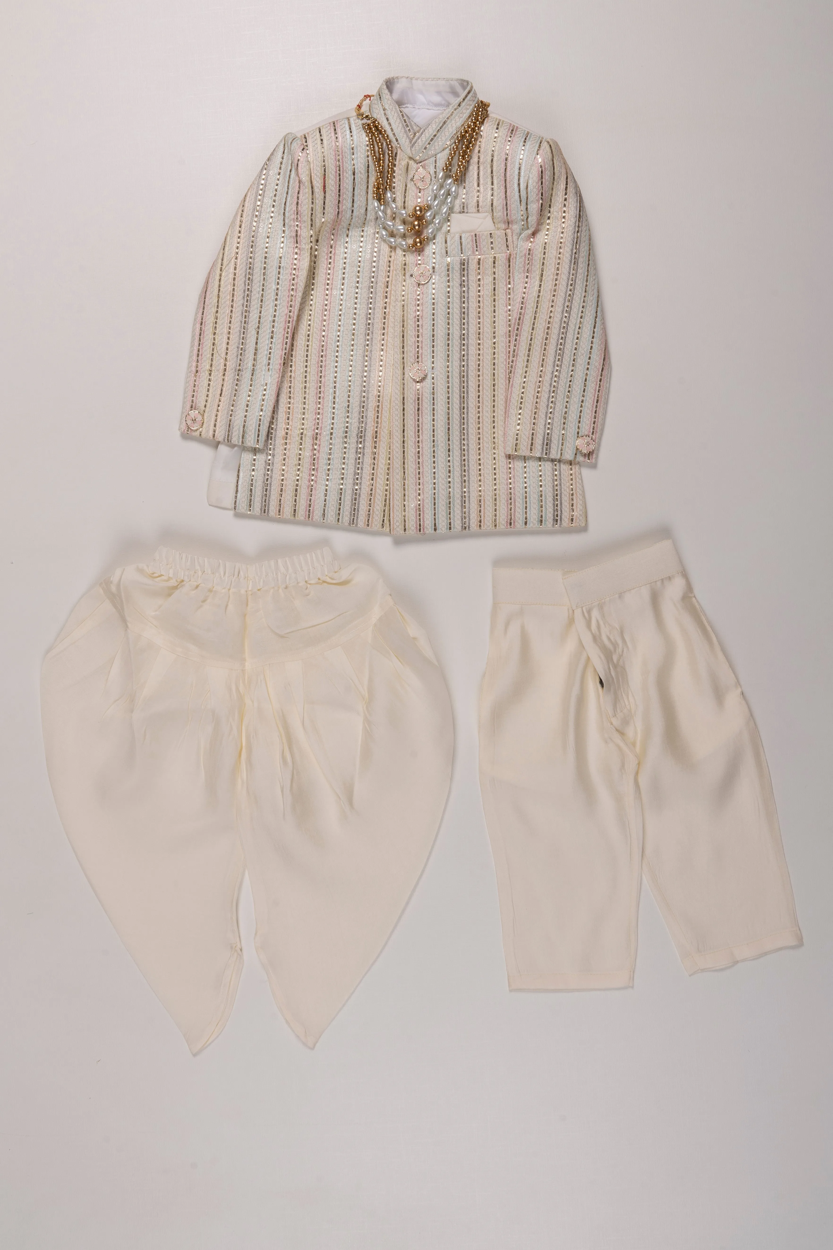 Elegant Designer Sherwani and Dhoti Pant Set for Kids