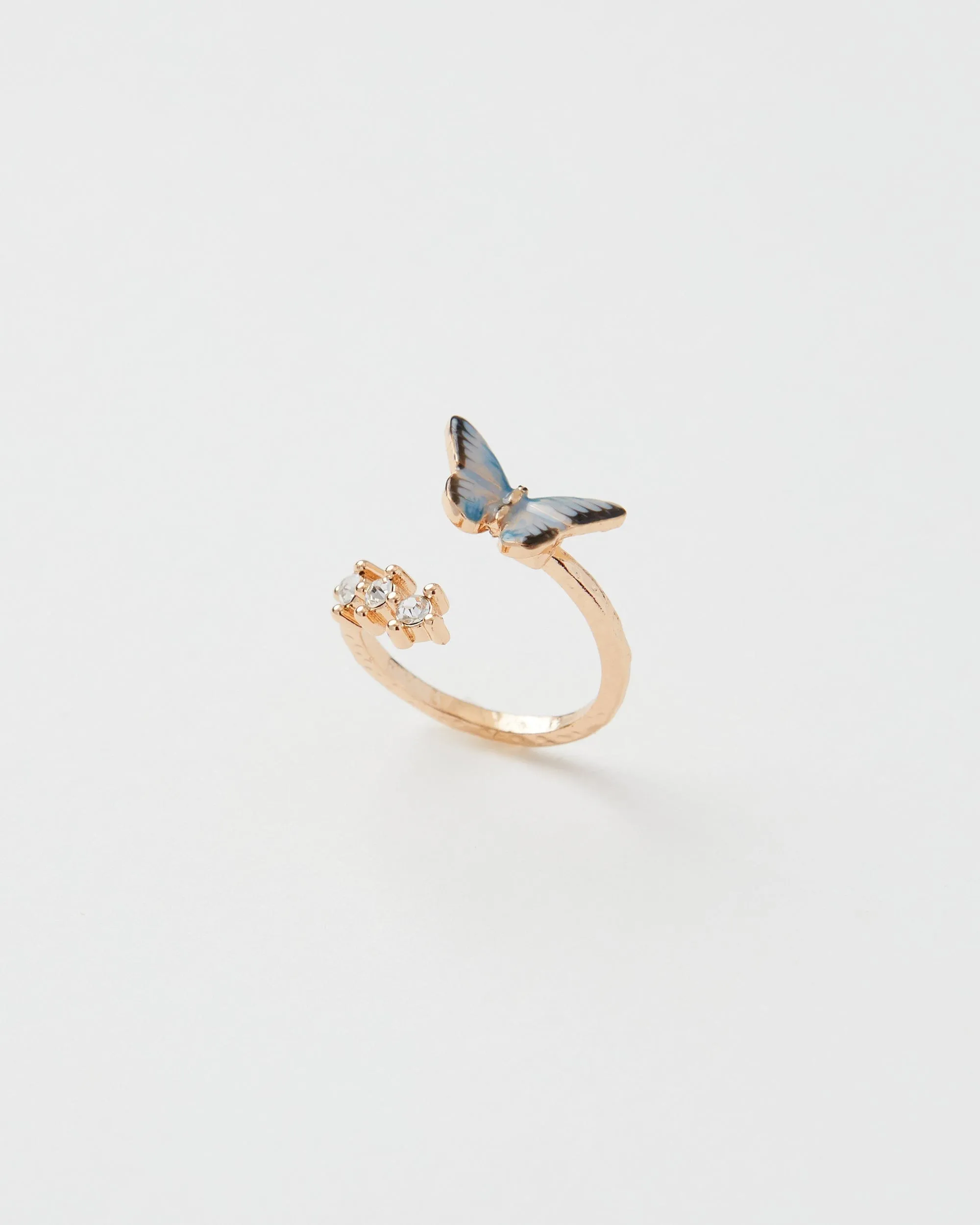 Enamel Blue Butterfly Ring