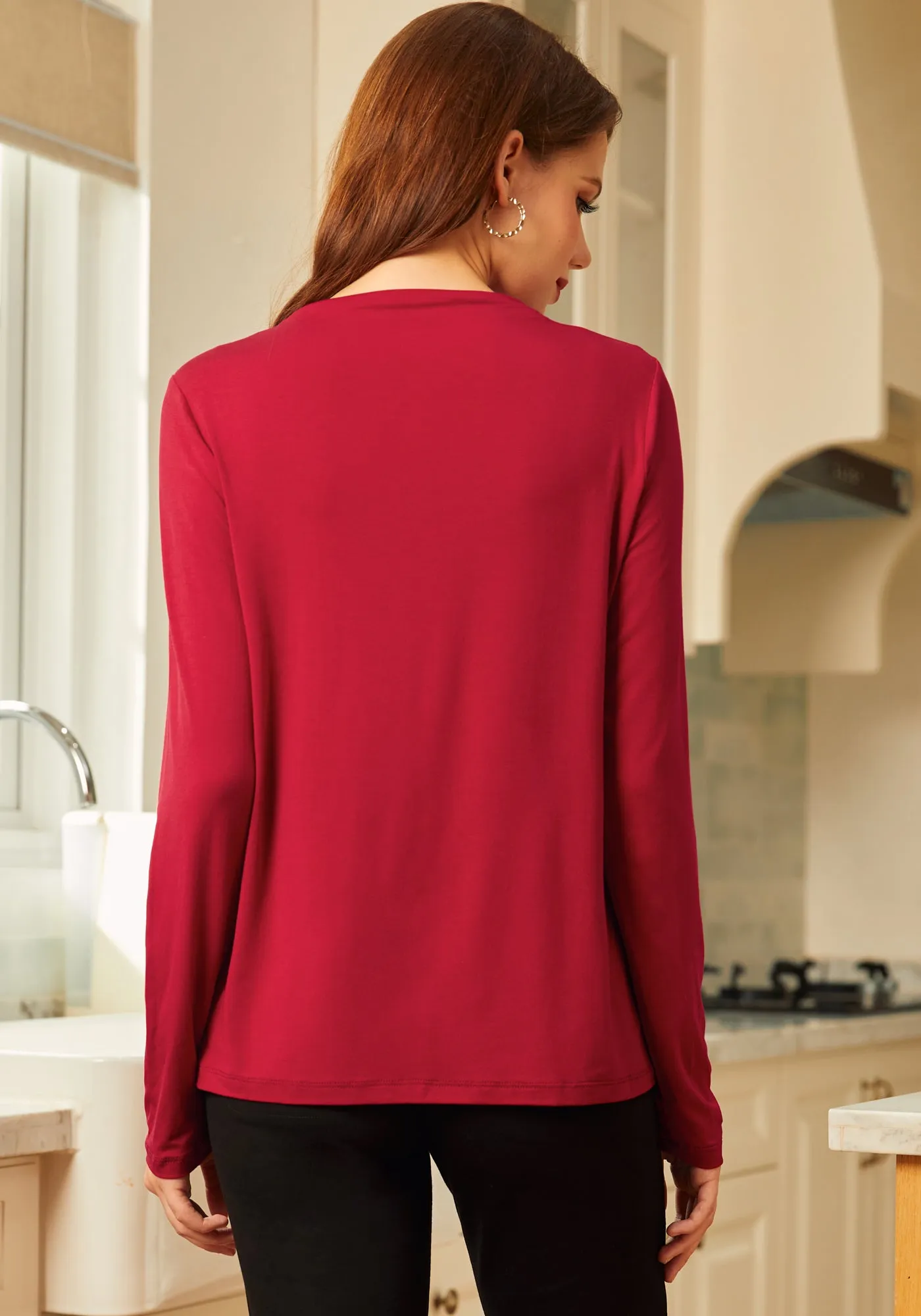 Essential Long Sleeve Mockneck (Red Dahlia)