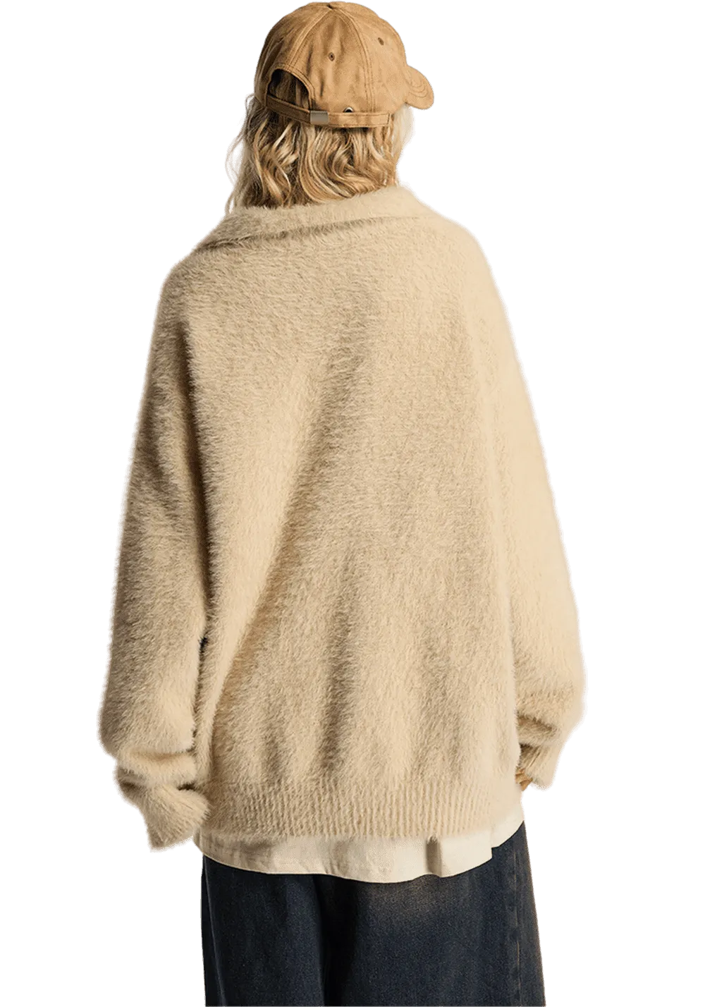 Faux Mink Embroidered Knitted Sweater