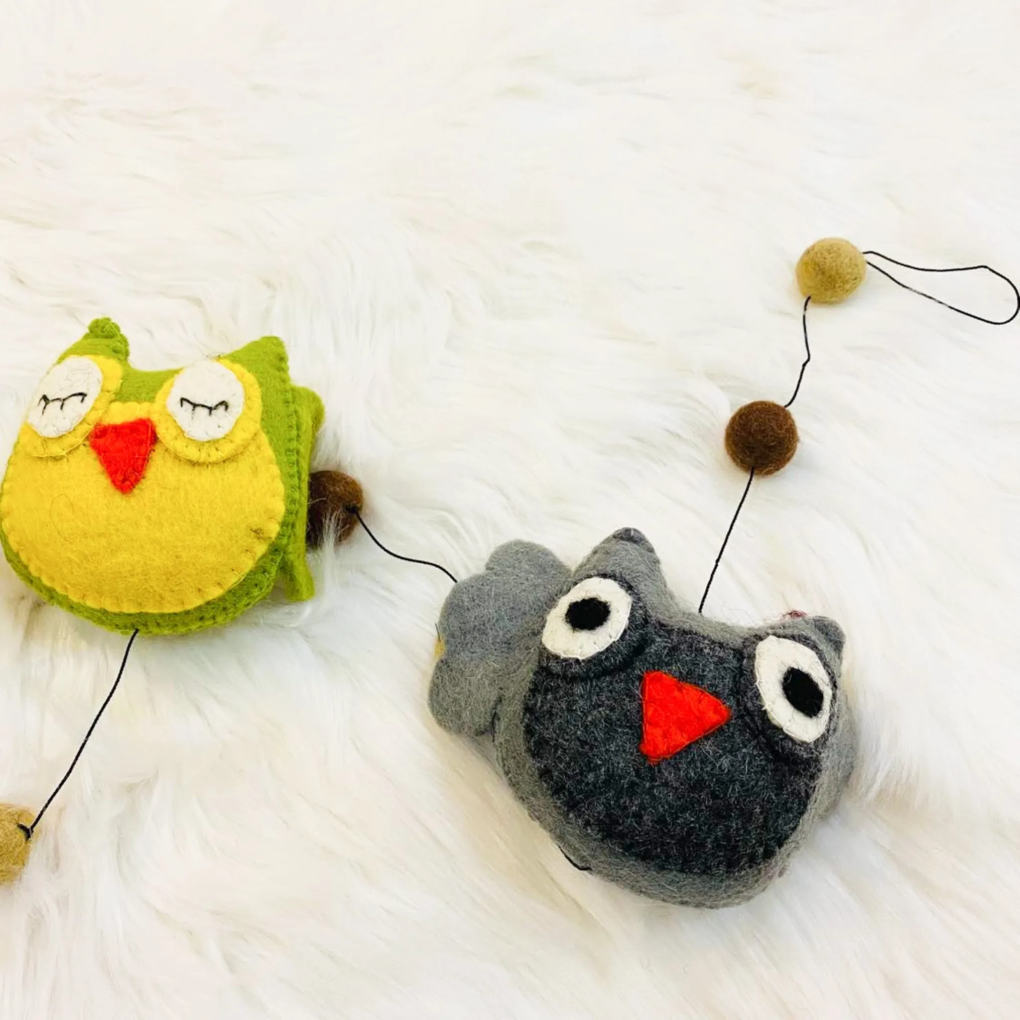 Felt Owl Hanging with Bell