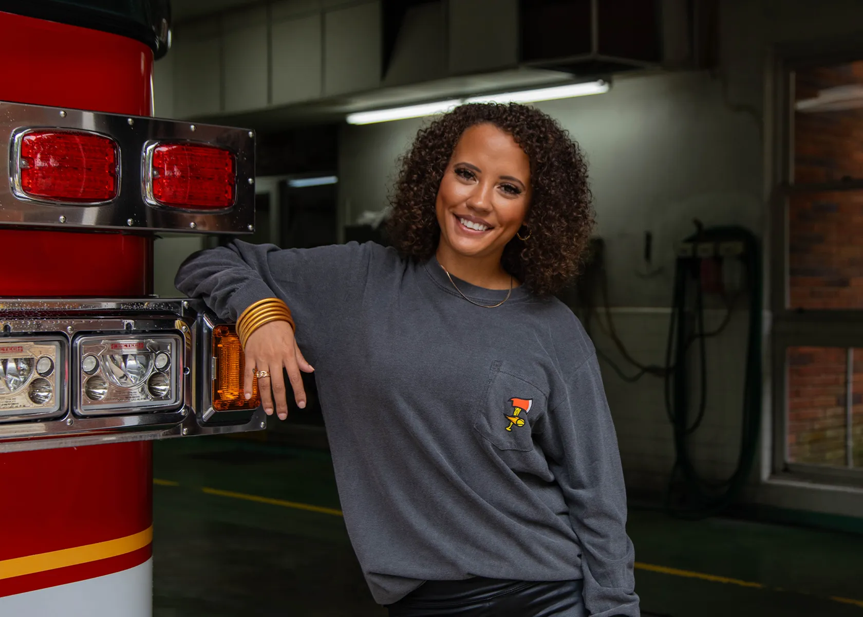 Firefighters Long Sleeve Comfort Colors Pocket Tee - Gray