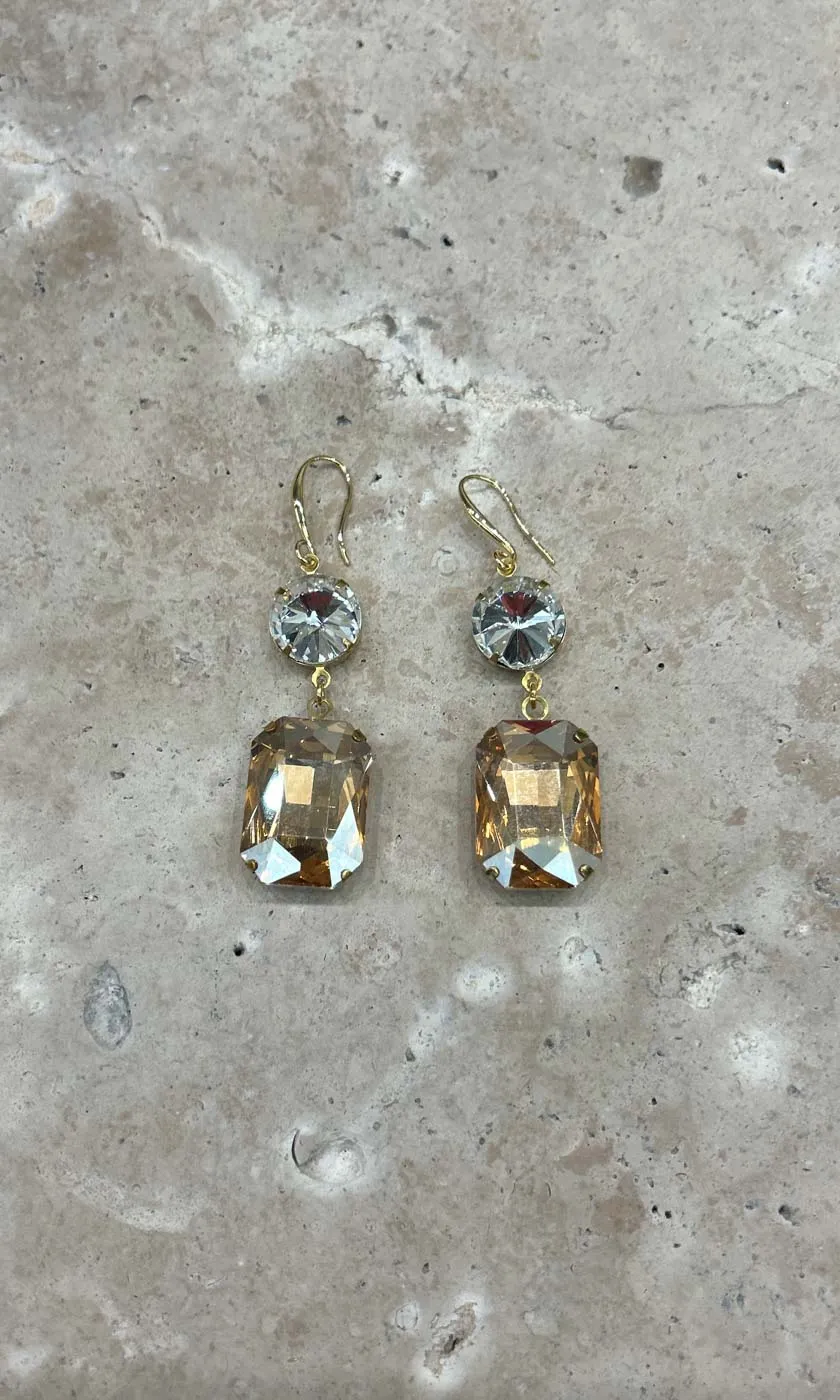 Fleur Champagne Two Drop Hook Earrings