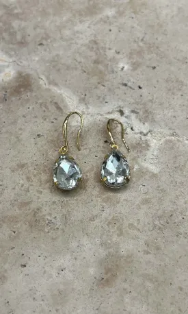 Fleur Clear Crystal Teardrop Hook Earrings