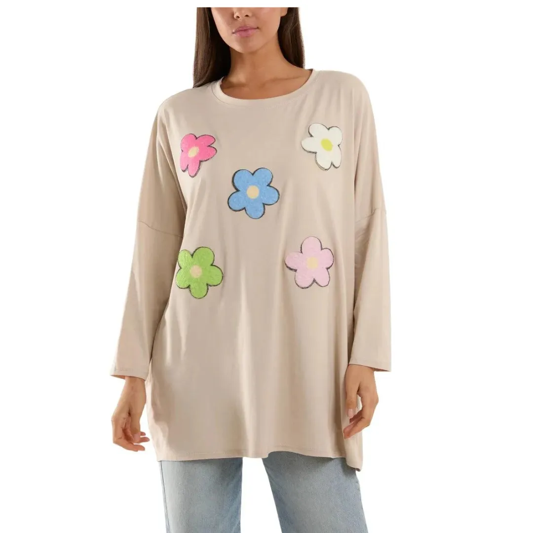 Fluffy Daisy Long Sleeve Top