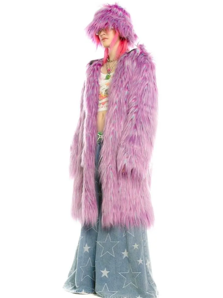 Fur hooded long coat and hat【s0000004452】