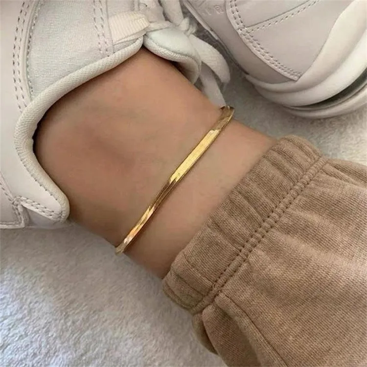 Gia Gold Herringbone Anklet