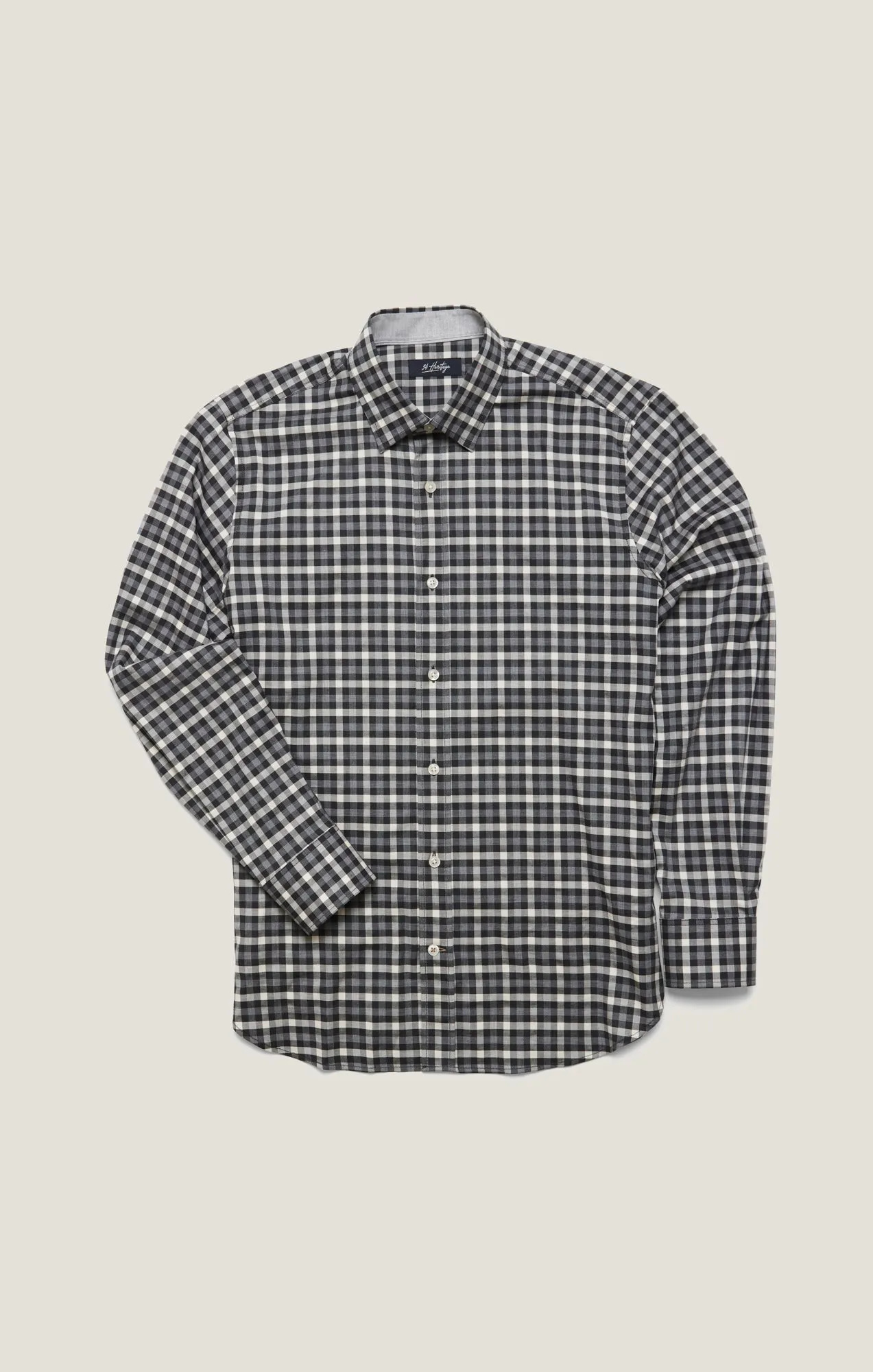 Gingham Shirt In Grey Melange