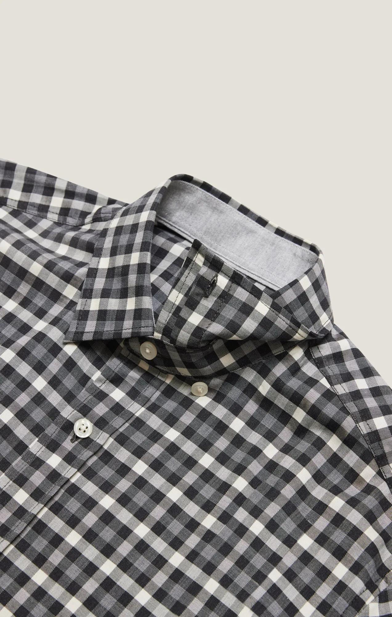 Gingham Shirt In Grey Melange