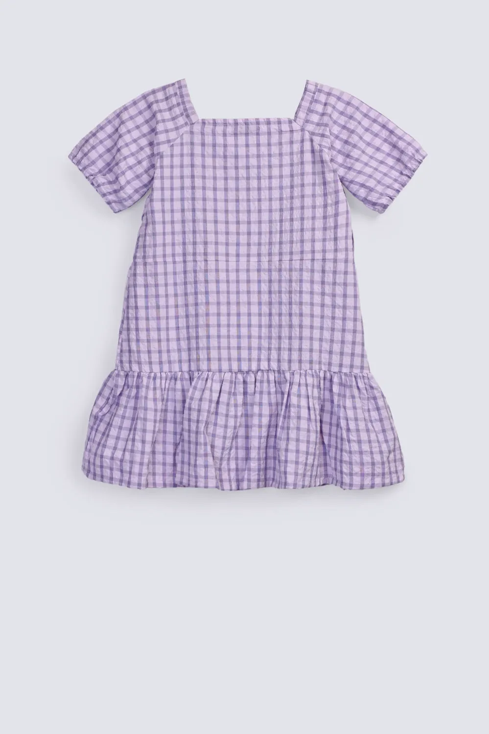 GIRLS CHECKERED PLEATED DRESS