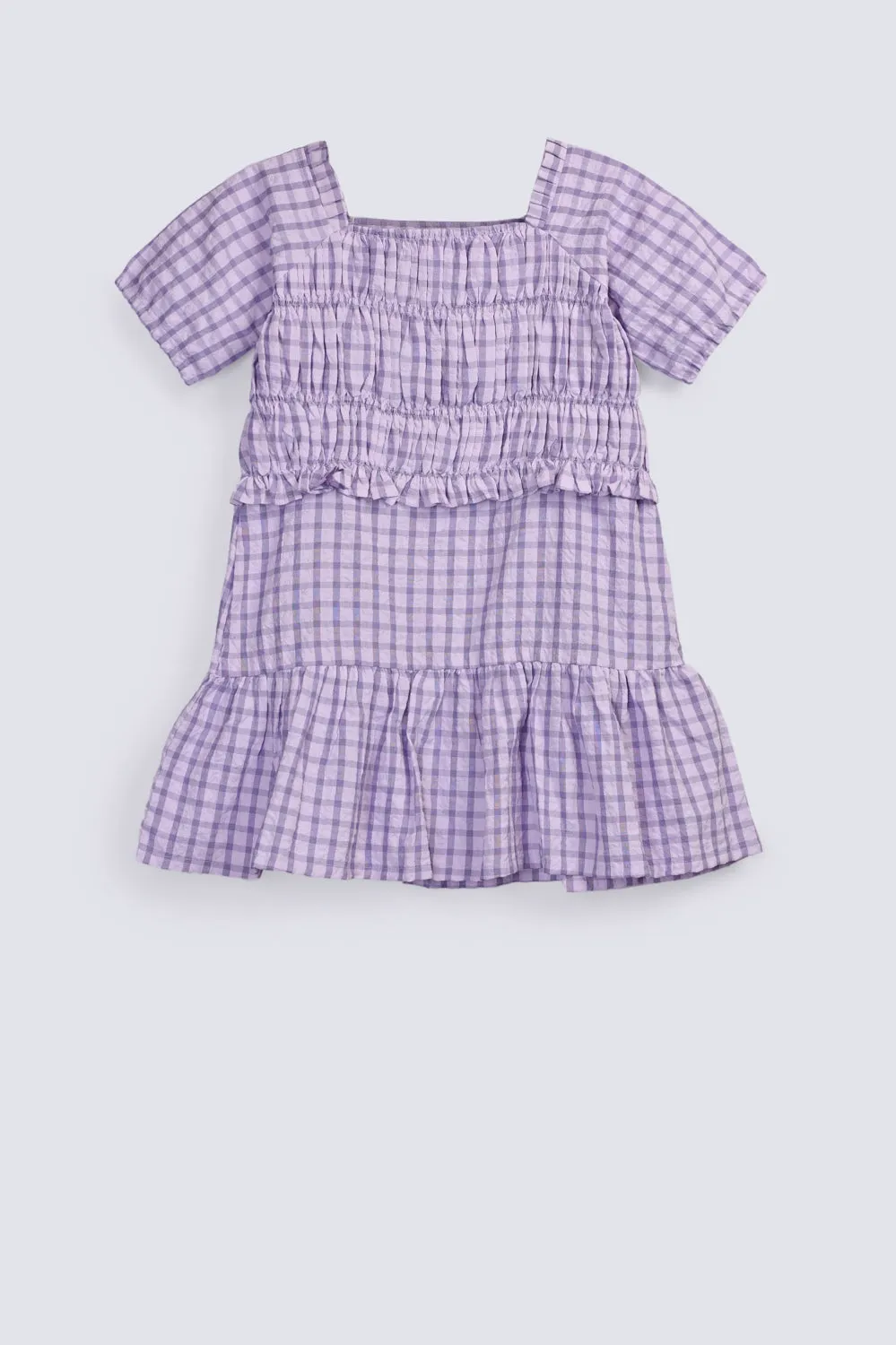 GIRLS CHECKERED PLEATED DRESS