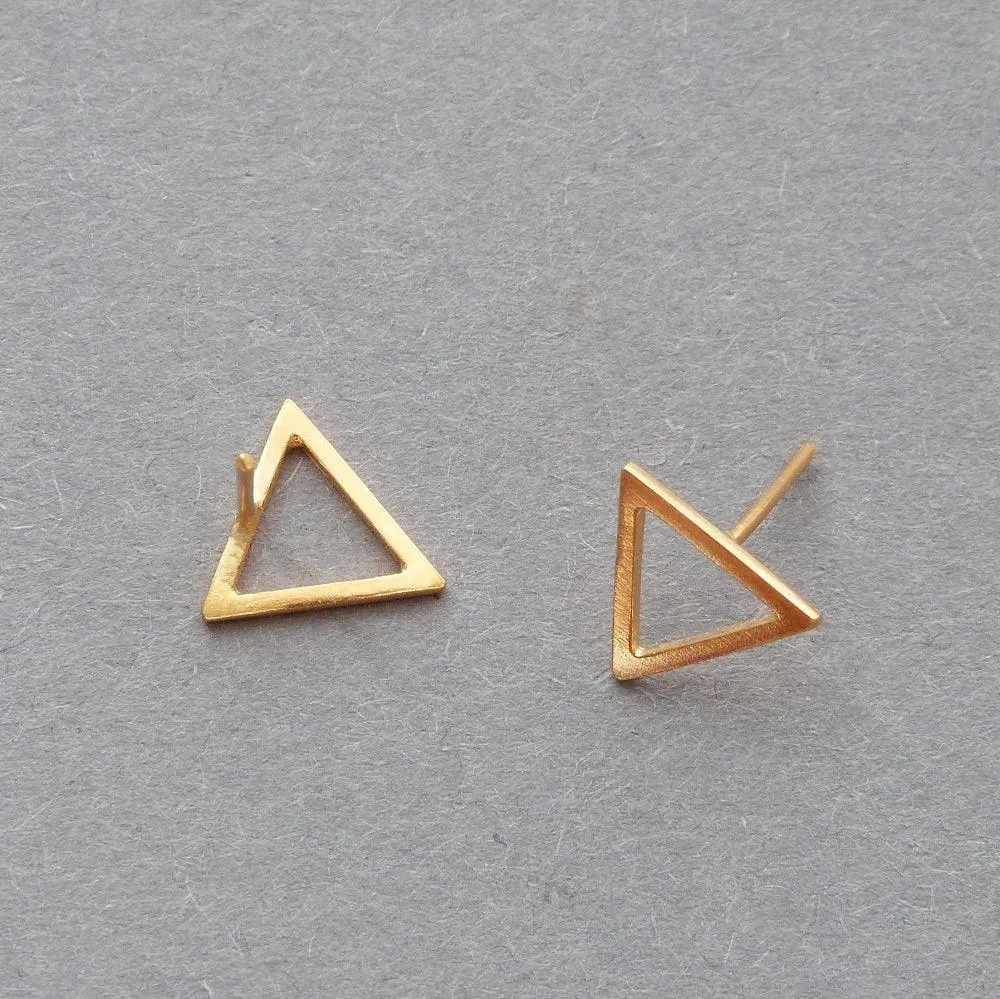 Gold Triangle Stud Earrings