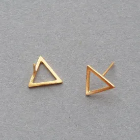 Gold Triangle Stud Earrings