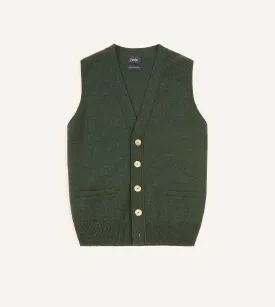 Green Lambswool Sleeveless Cardigan