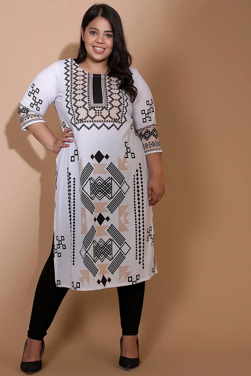 Grey Luxe Yoke Printed Kurti