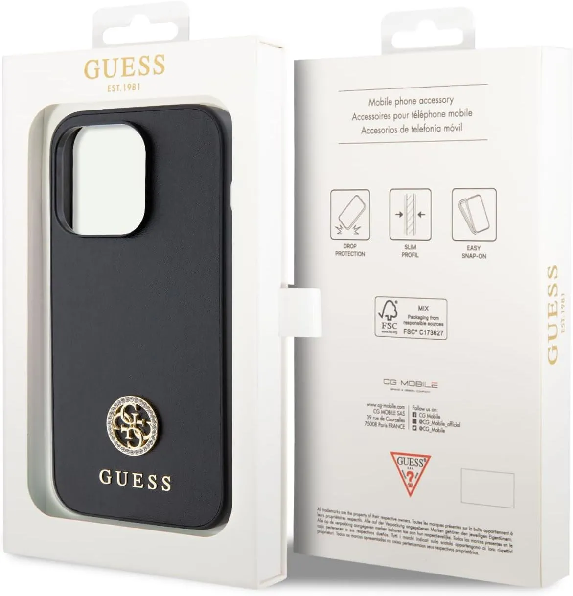 Guess Strass Metal Logo Hard Case for iphone 15 Pro Max 6.7" Black - GUHCP15XPS4DGPK