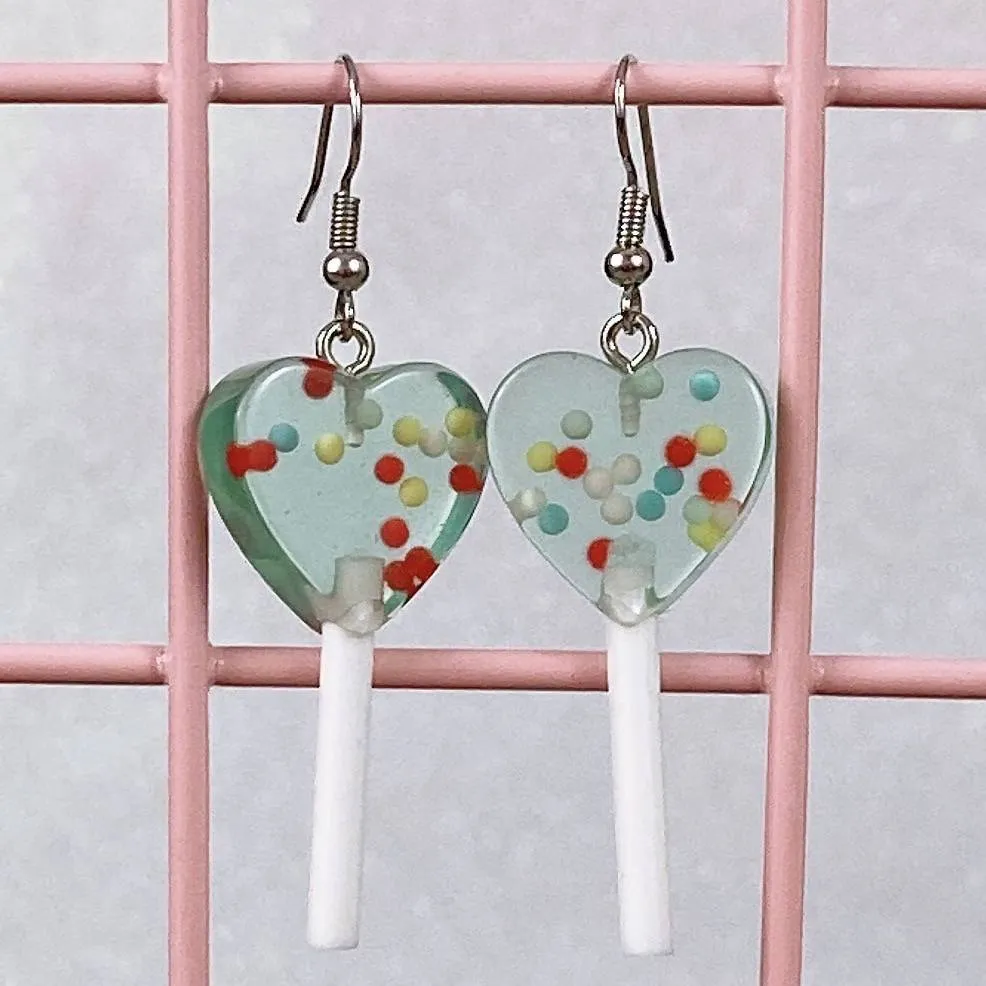 Heart Sprinkle Lollipop Earrings (4 Colors)