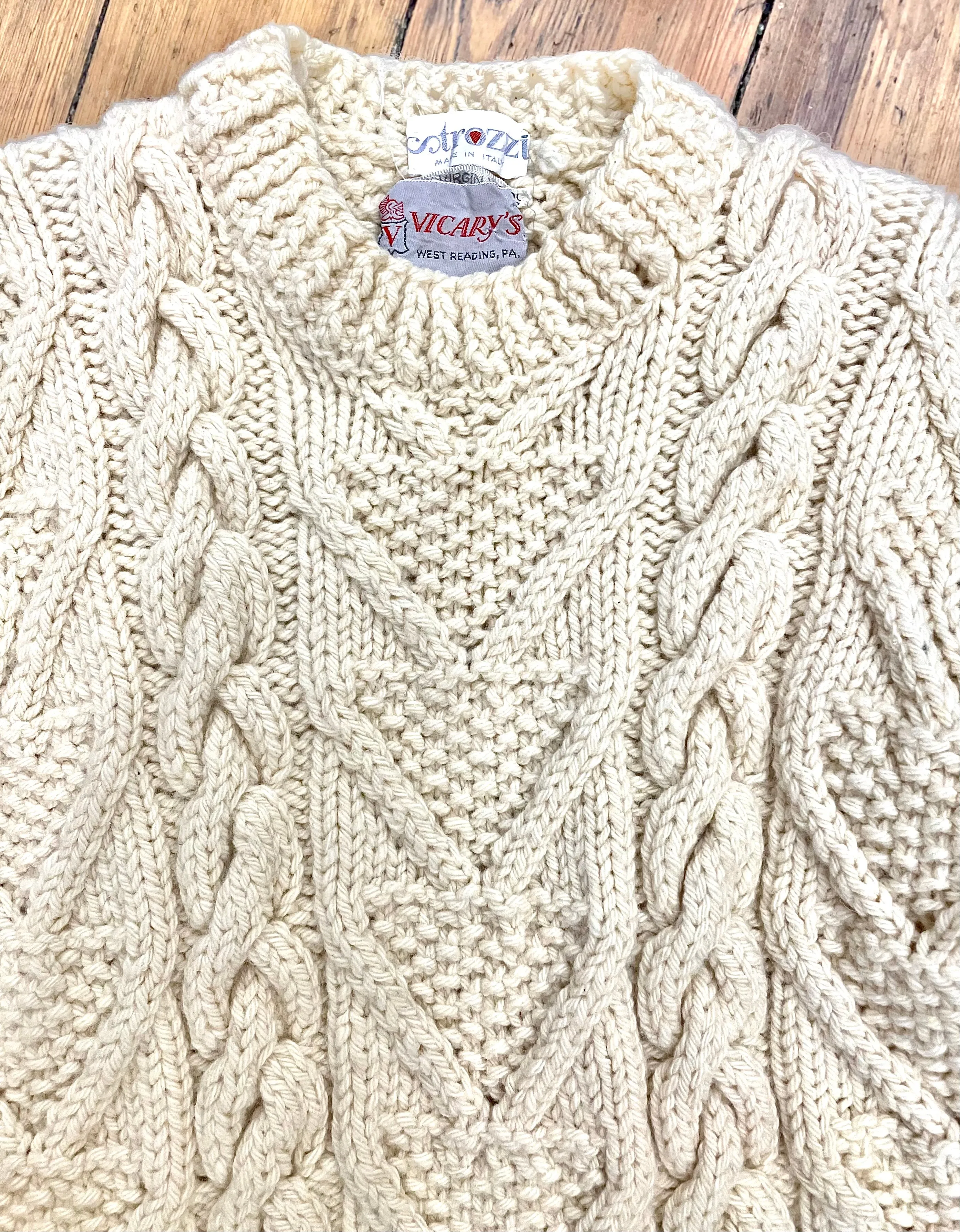 Heavyweight Wool Cable-Knit Sweater [1960s/70s, extra small]