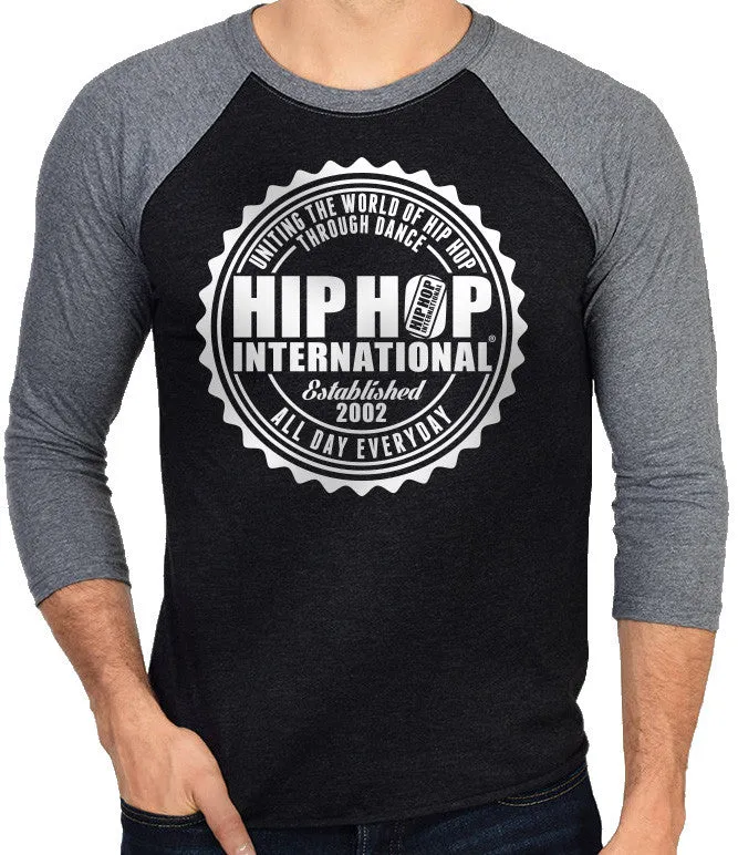 HHI Seal Unisex Baseball Tshirt - Heather Black