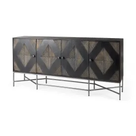 Hogarth Sideboard Dark Brown & Black Wood | Silver Metal