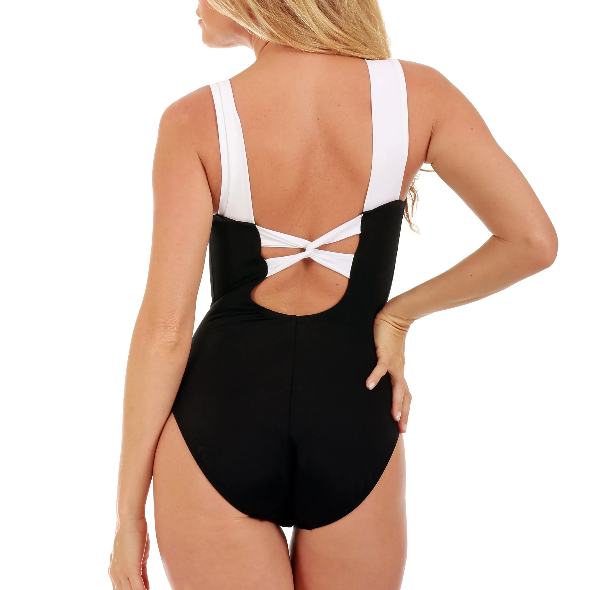 InstantFigure Contrast Trim One Piece Swimsuit 13496P