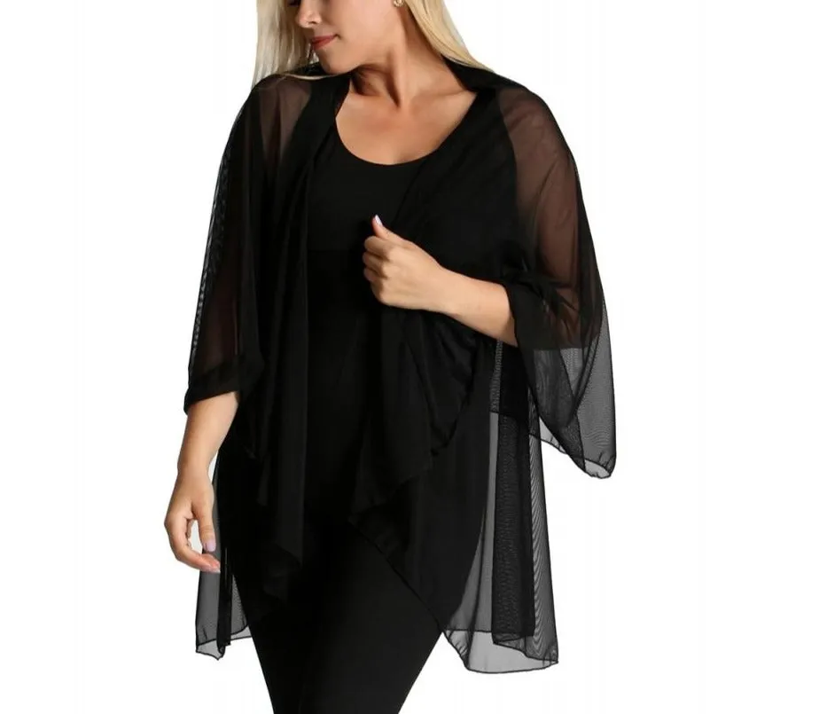 InstantFigure InstaWrap Sheer Mesh Long Shawl Coverup 33COLS