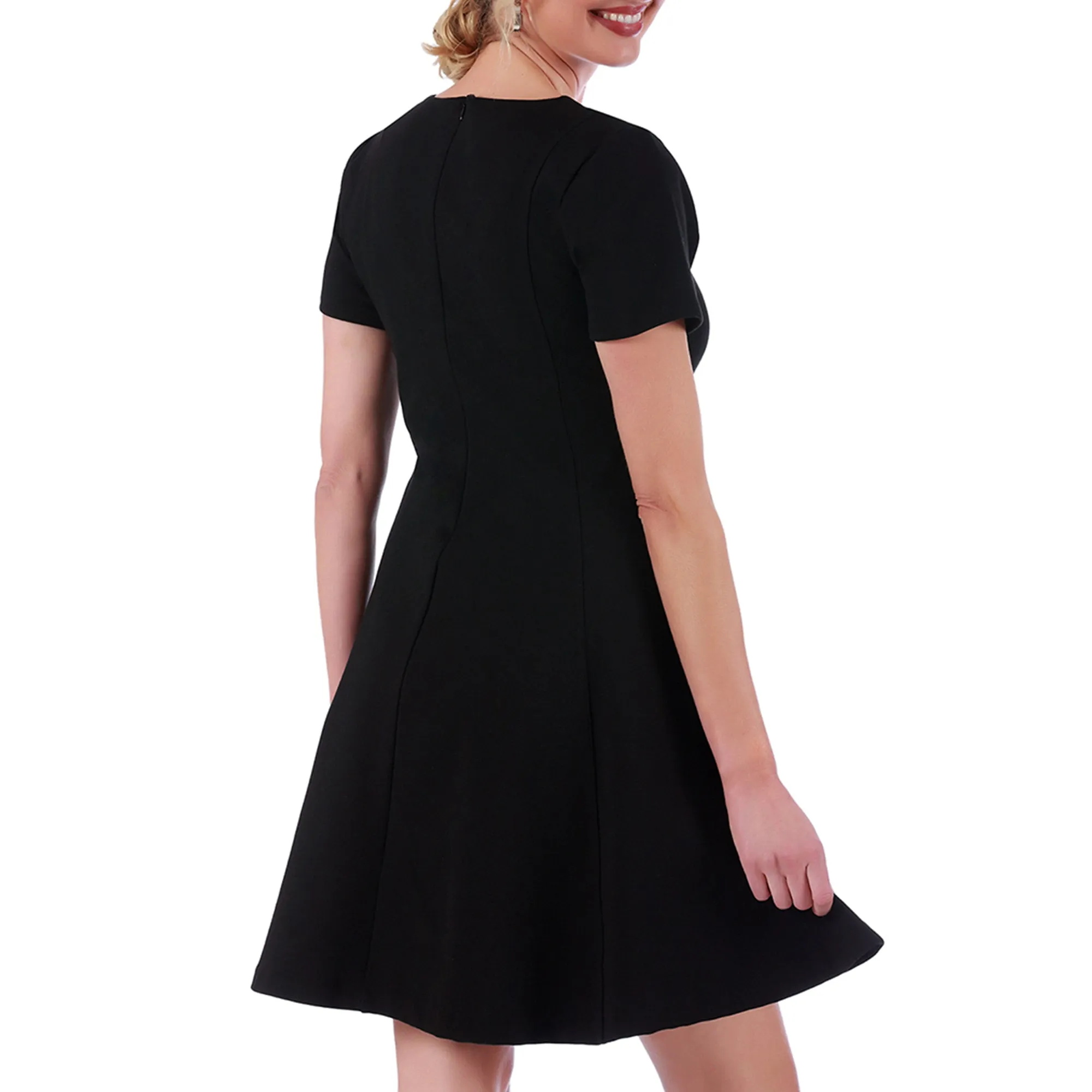 InstantFigure Short V-neck flared skirt Panel dress 16808M