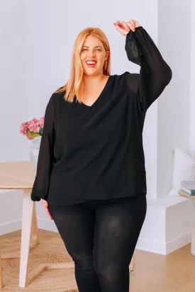 Layla Long Sleeved Top in Black