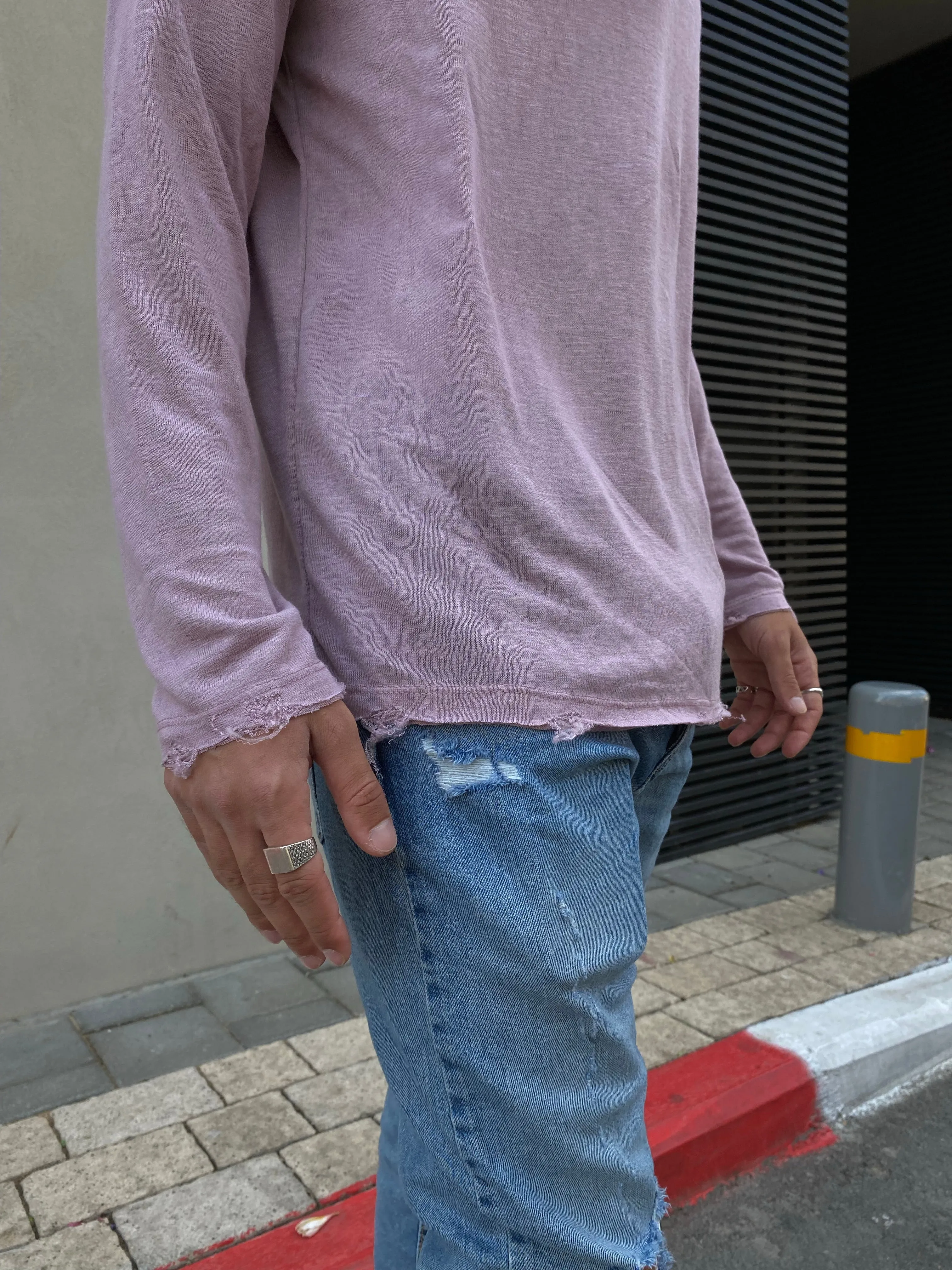 LINEN LONG SLEEVE SHIRT - PINK