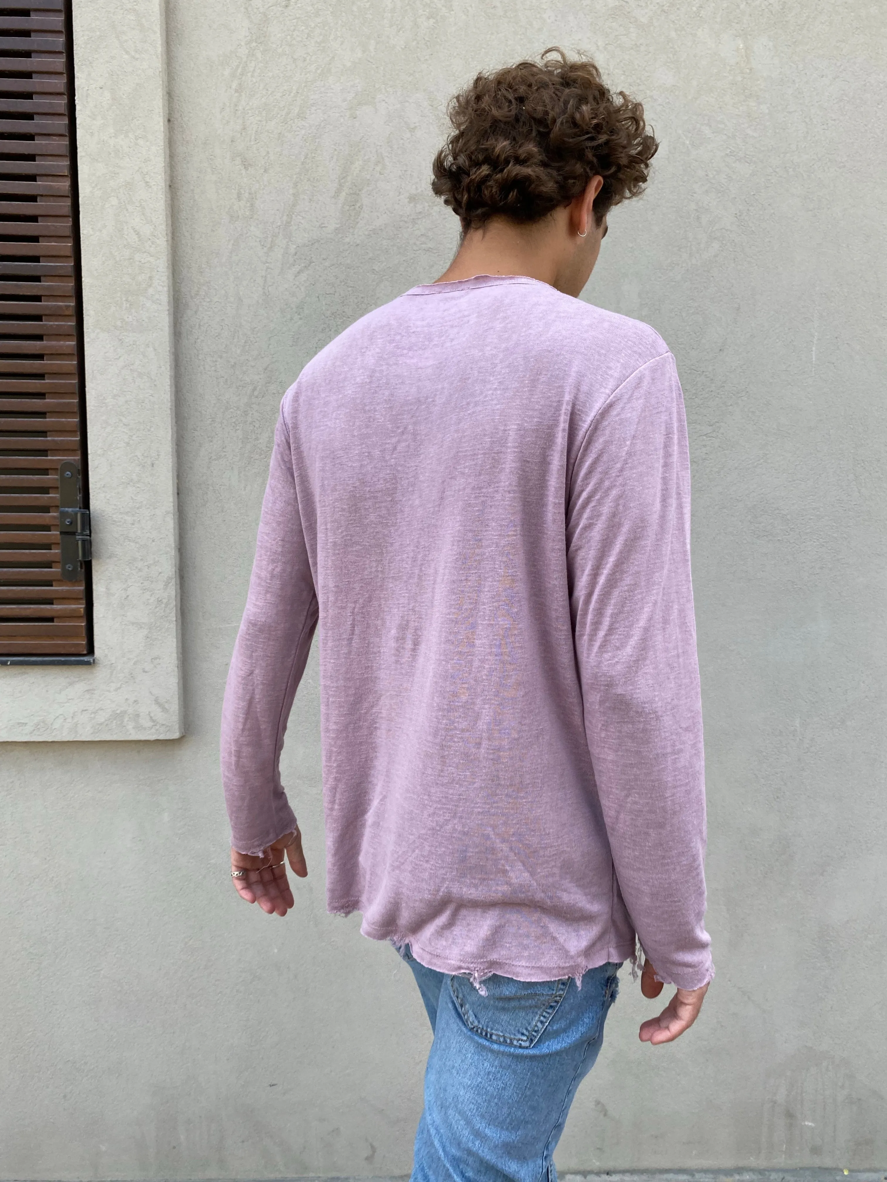 LINEN LONG SLEEVE SHIRT - PINK