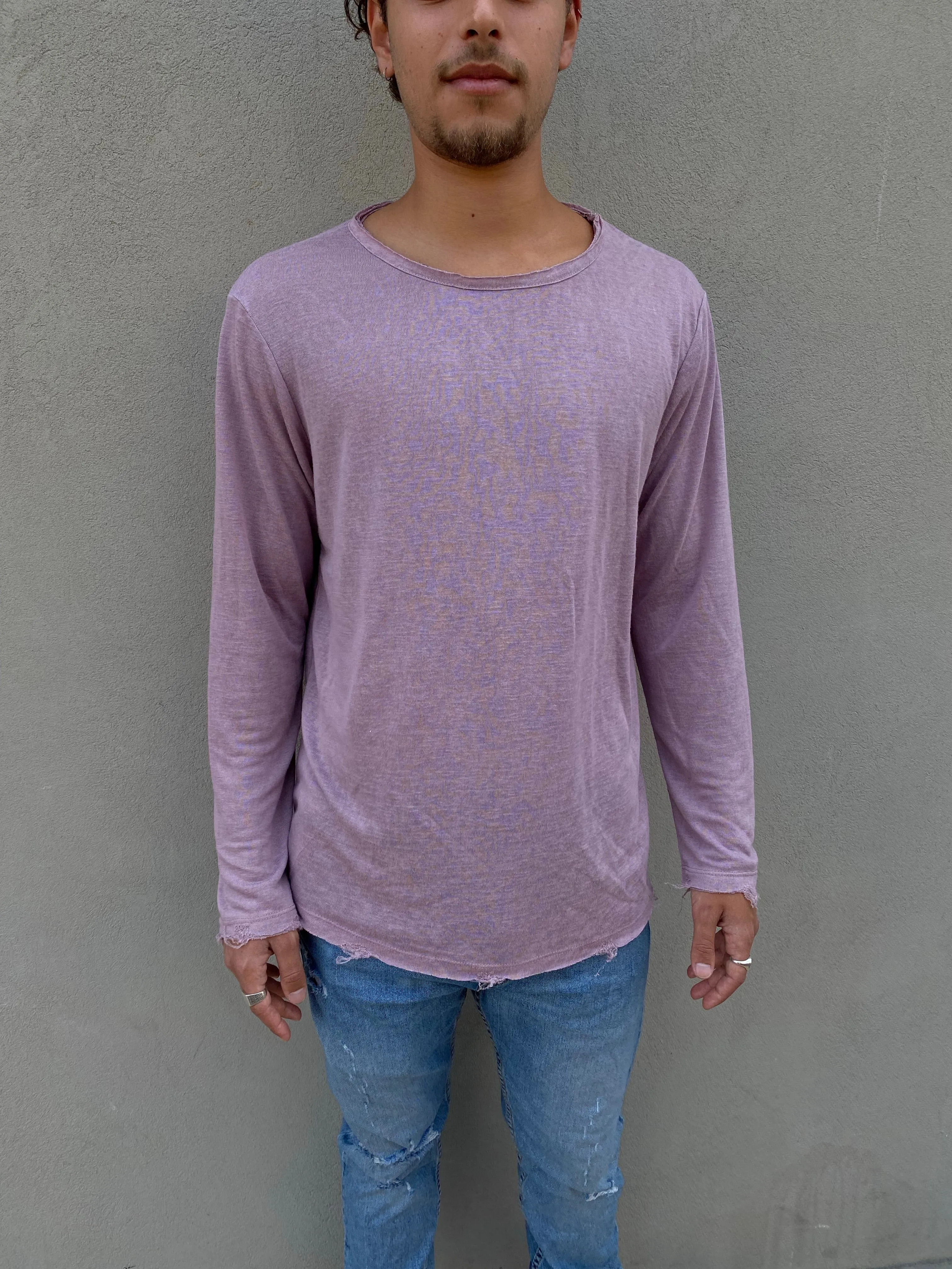 LINEN LONG SLEEVE SHIRT - PINK