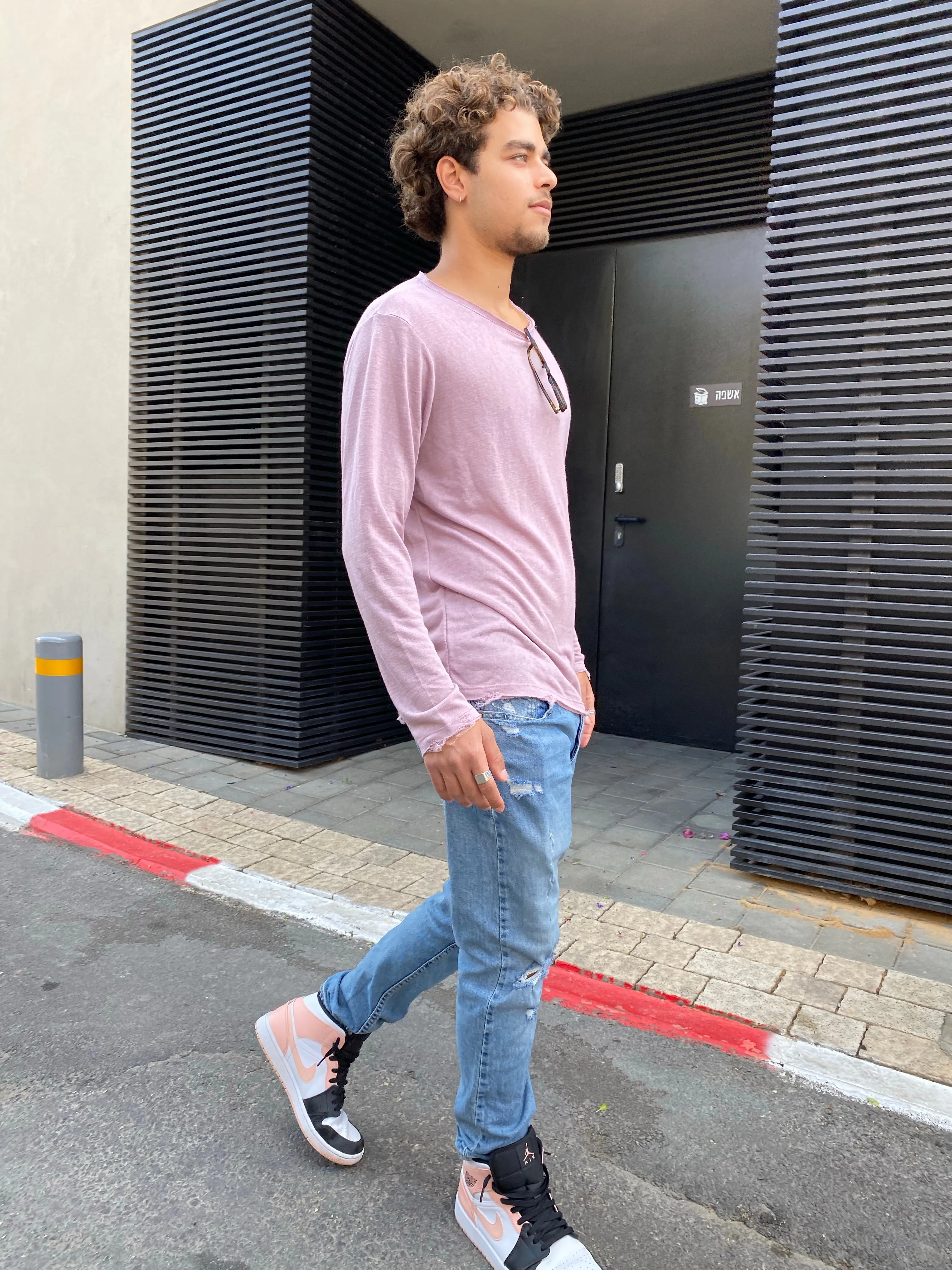 LINEN LONG SLEEVE SHIRT - PINK