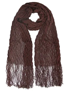 Long Metallic Evening Shawl With Fringe