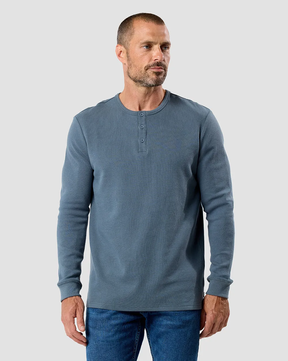 Long Sleeve Waffle Knit Henley