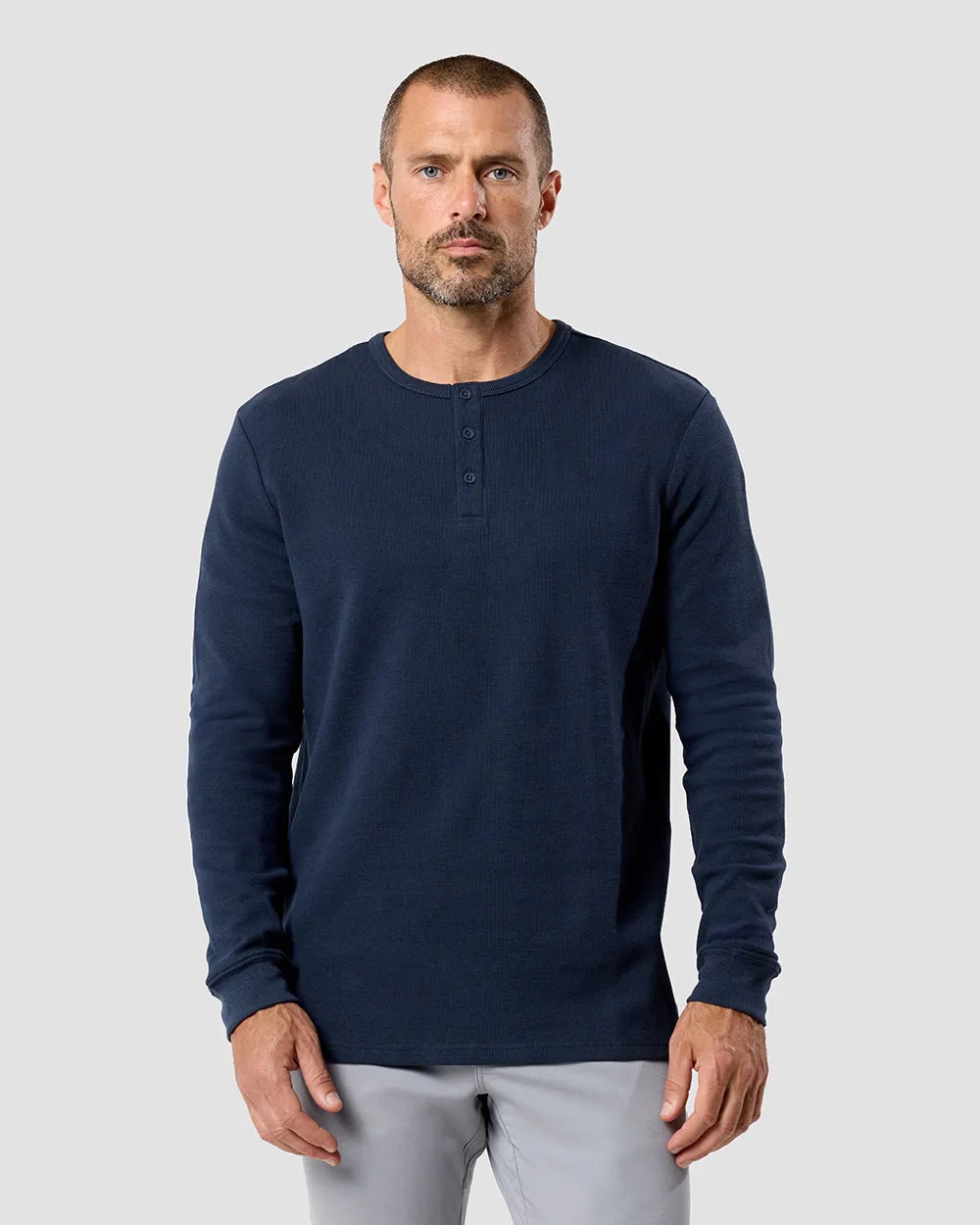 Long Sleeve Waffle Knit Henley