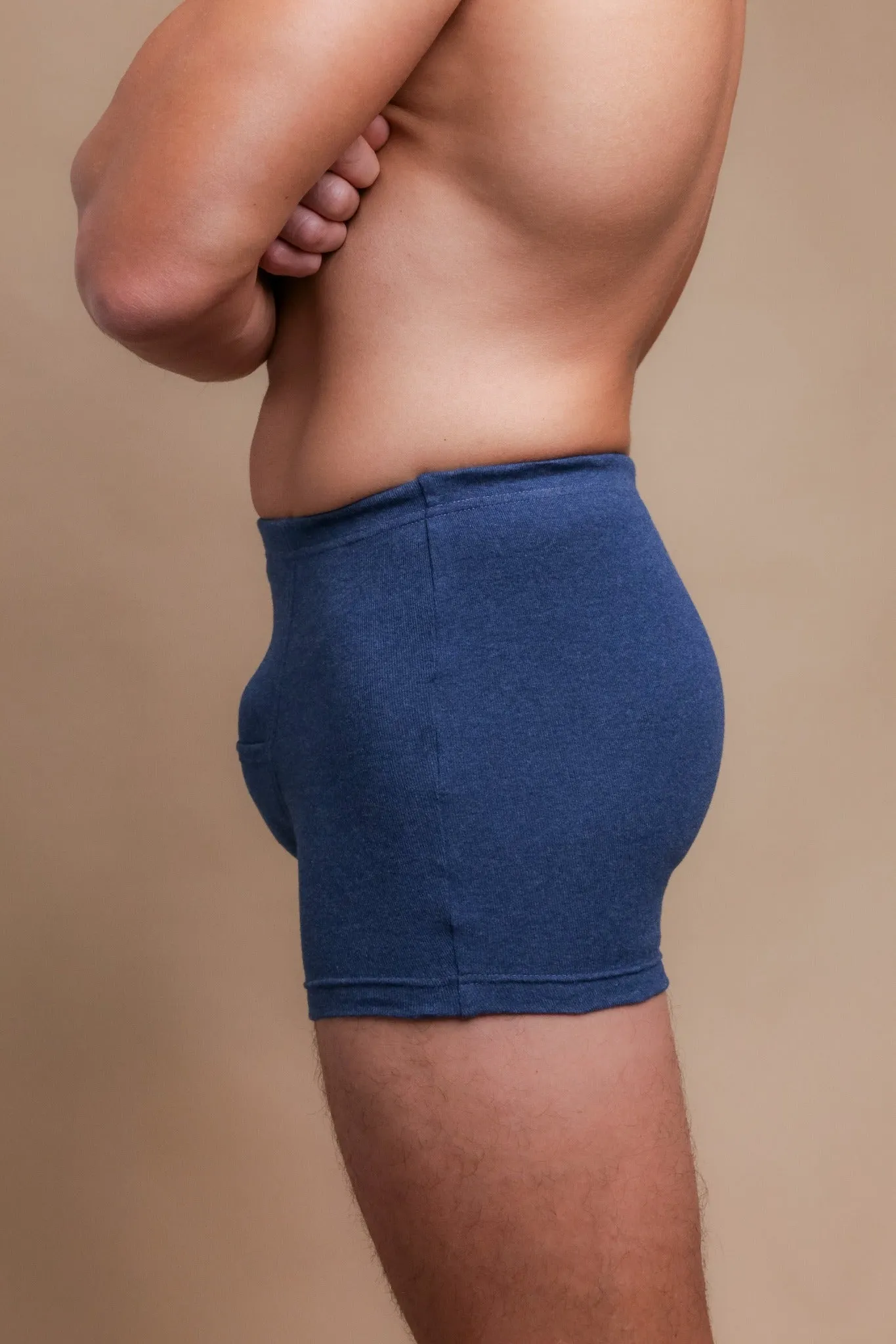 Men's Rib Elasticized Boxer Brief with Fly