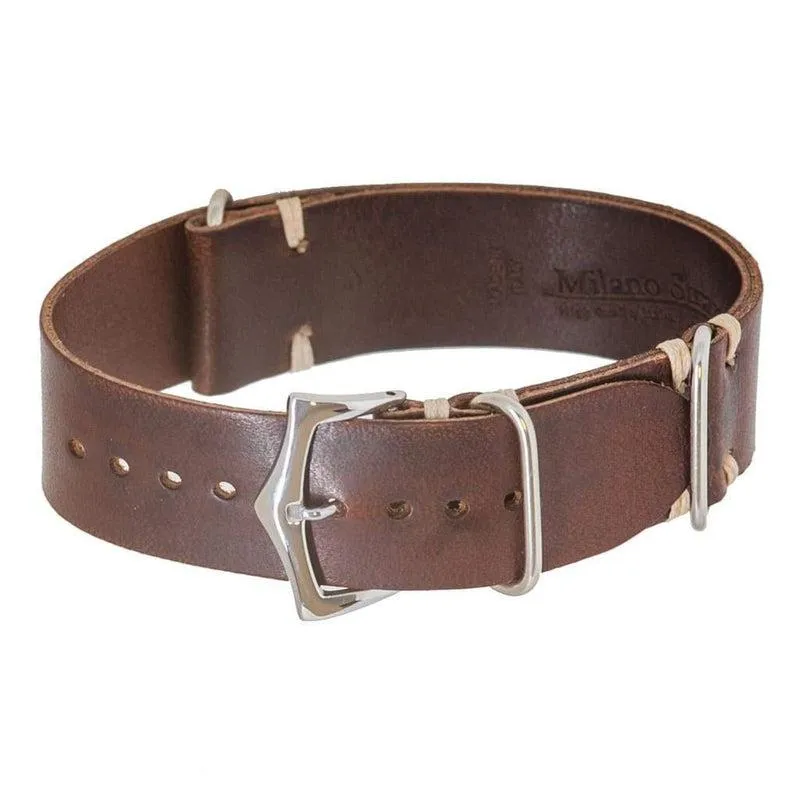 Military Leather  Brown Italian Watch Band