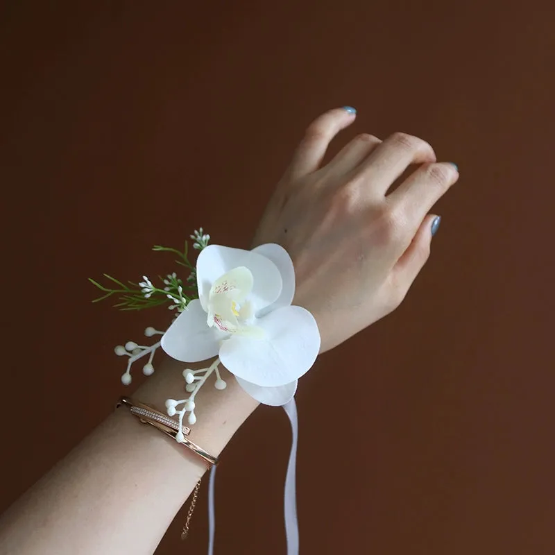 Mori Style Phalaenopsis Wrist Corsage - Elegant Bridal Accessory & Prom