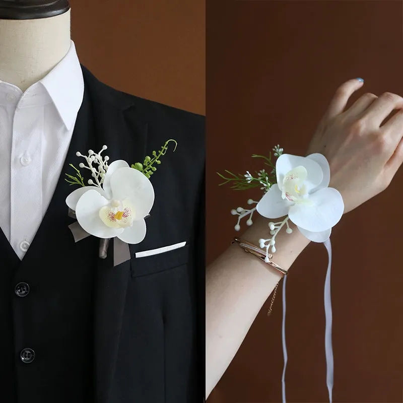 Mori Style Phalaenopsis Wrist Corsage - Elegant Bridal Accessory & Prom