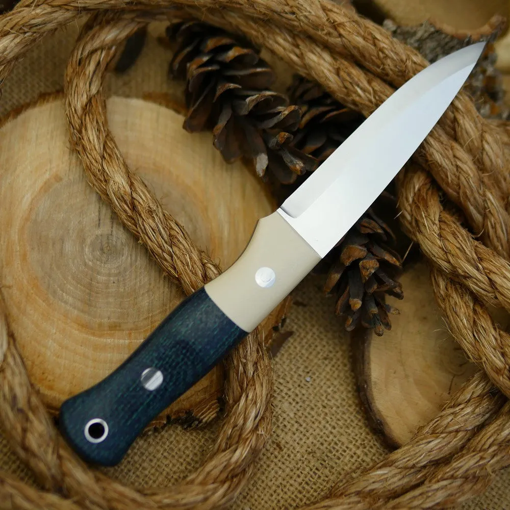 Mountaineer: CPM 154 Slim Navy Blue Burlap & Ivory Paper