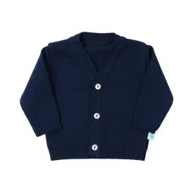 Navy Blue Cotton Knit Cardigan