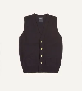 Navy Lambswool Sleeveless Cardigan