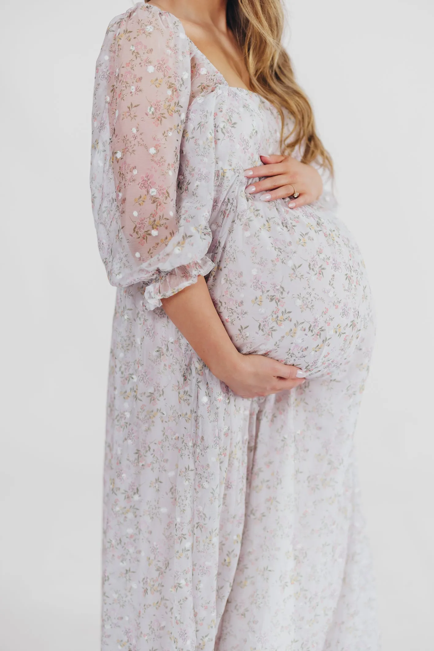 *New* Mona Maxi Dress with Smocking in Grey Floral - Bump Friendly (S-3XL)