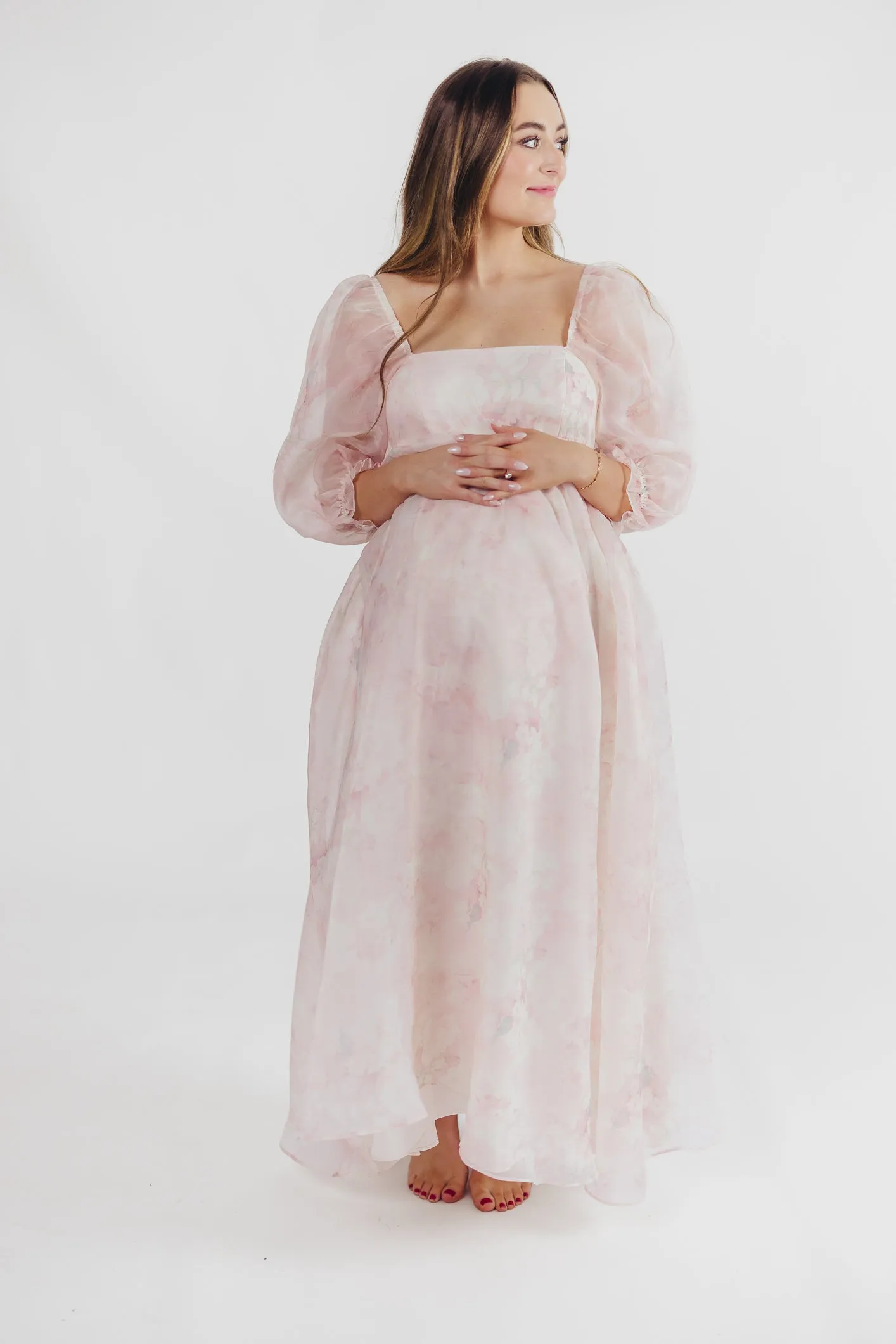 *New* Mona Maxi Dress with Smocking in Pale Pink Floral - Bump Friendly & Inclusive Sizing (S-3XL)