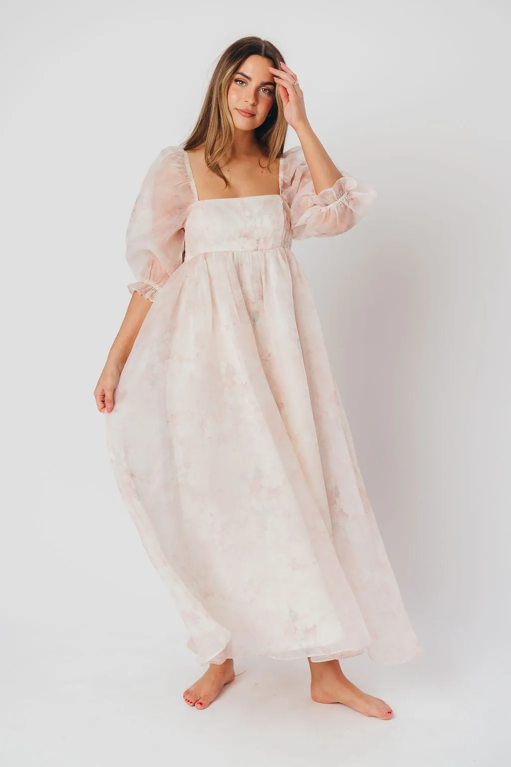 *New* Mona Maxi Dress with Smocking in Pale Pink Floral - Bump Friendly & Inclusive Sizing (S-3XL)